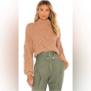 Free People Seasons Change Mockneck Sweater In Almond Oversized Crop Size XS